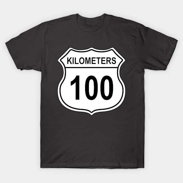 100 Kilometer US Highway Sign T-Shirt by IORS